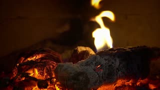 Relaxing Fireplace Sounds With Burning Wood Embers