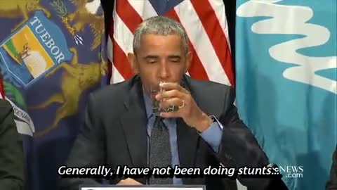 President Obama pretends to drink Flint water NOT contaminated with lead