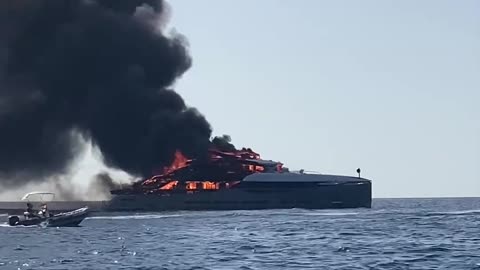 Yacht Burning in Formentera