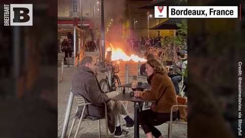 VIVA LA LIBATION! French Diners SIP WINE Despite Raging Protest FIRE