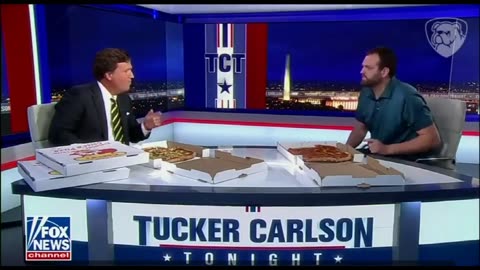 President Trump & Tucker Carlson both eat Pizza on Tucker's last day at Fox. Message sent?