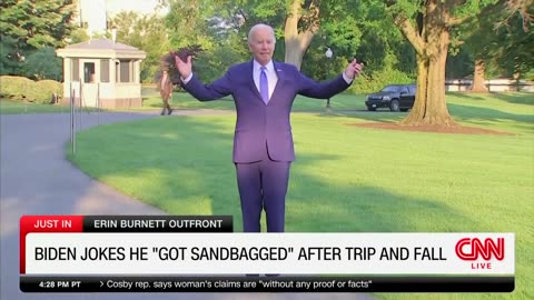 Biden Jokes That He "Got Sandbagged" After Humiliating Fall