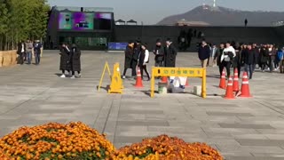 Outside the national Museum in Korea