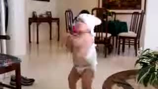 Funny video baby dance on A song.