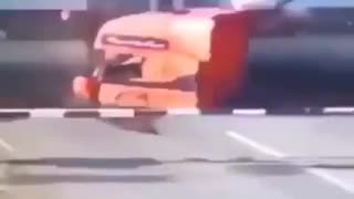 Truck driver nearly dies in a train accident