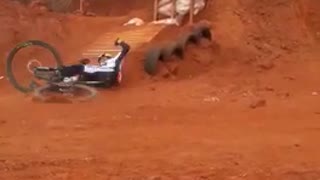 Guy white dirt bike front flip lands on head