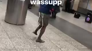 Drunk people dance to music in subway station