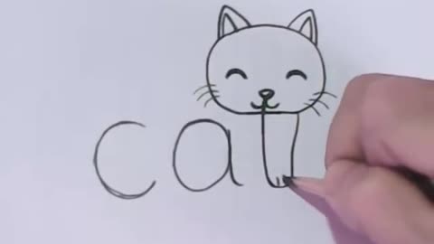 Kids craft - Turn word "Cat" Into a cartoon cat!