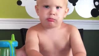 Baby shows off his mean face and totally kills it