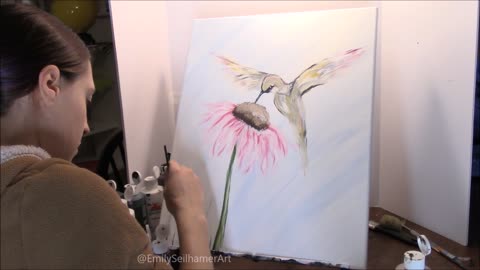 Beautiful hummingbird painting time lapse