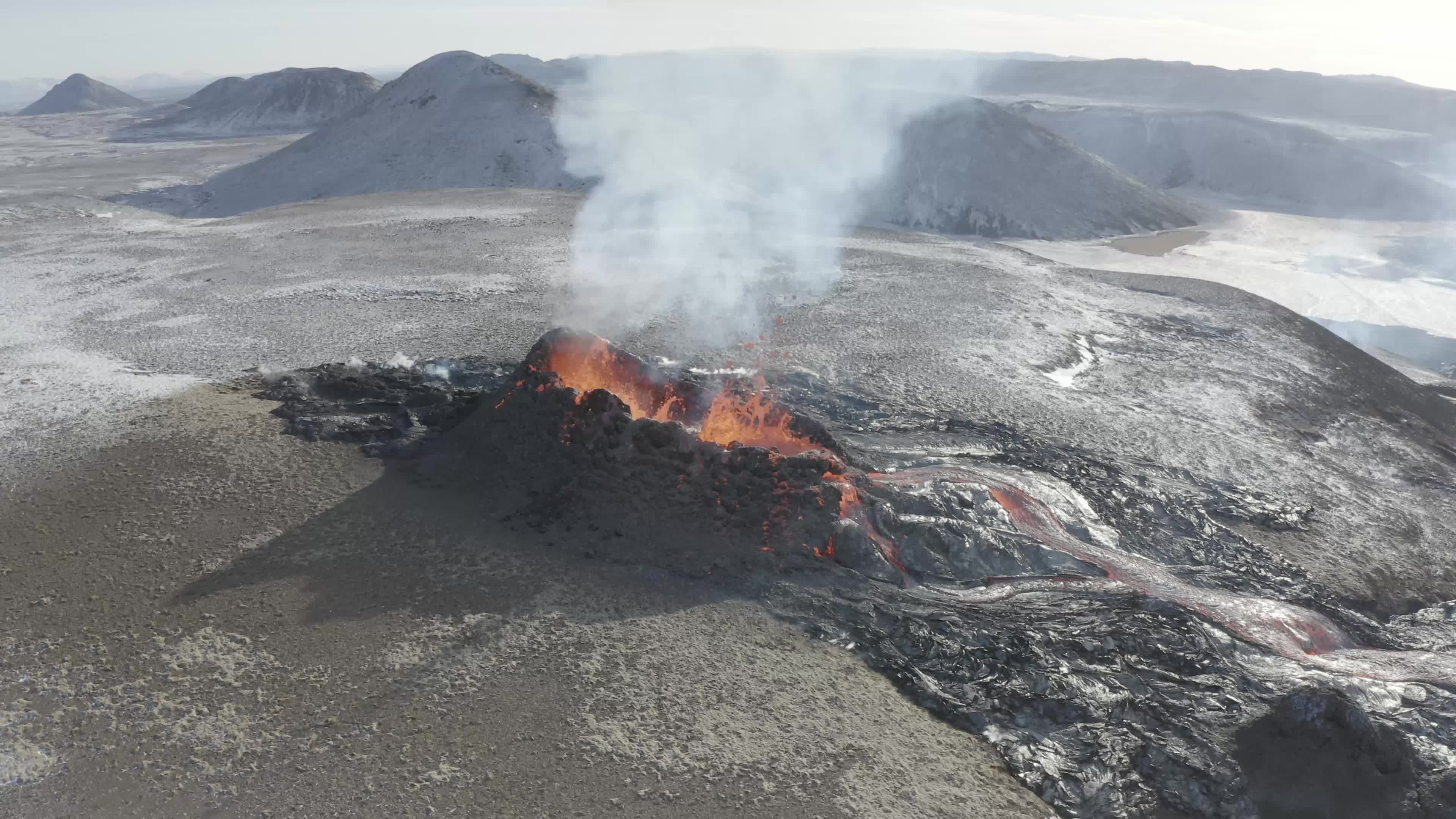 Newest Fissure Of Fagradalsfjall Eruption In Iceland