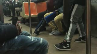 Guy does a contemporary dance on subway train