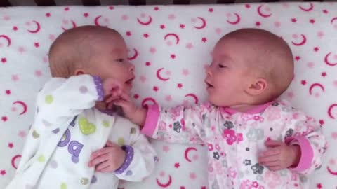 Identical Twin Babies Interact For The Very First Time