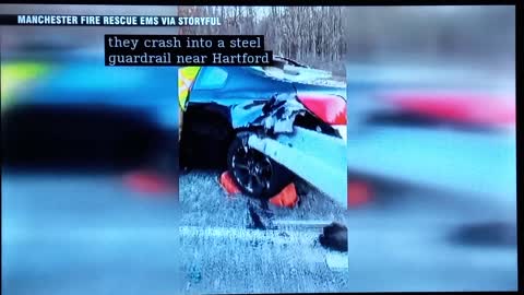 Driver, passenger nearly impaled after crashing into a guardrail in Connecticut