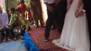 Stage Collapses Under Bride and Groom