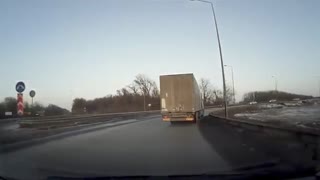 Truck driver almost crashes