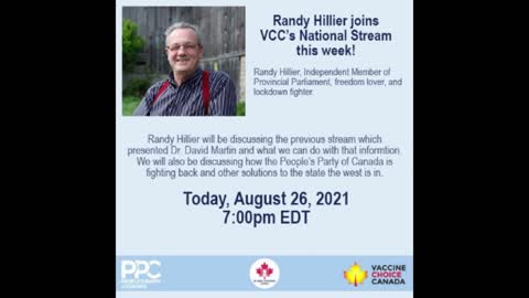 Randy Hillier Discussion with Vaccine Choice Canada (Broadcast)