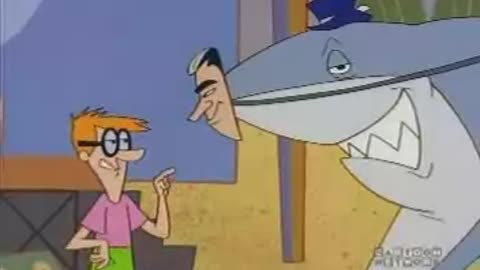 Johnny Bravo clip - Visitors to beach ignore shark because it is wearing a Nixon mask