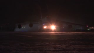 Moment Russia Plane Takes Humanitarian Aid To COVID US