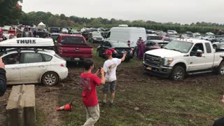 Subaru Impreza Pulls Ford F-350 From the Mud