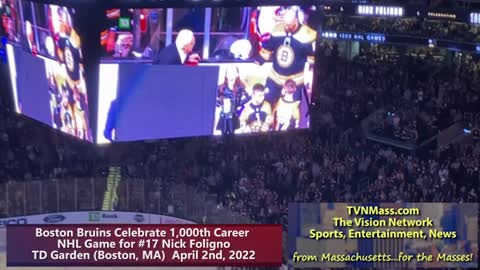 Boston Bruins celebrate Nick Foligno's 1000th NHL Game 4/2/2022