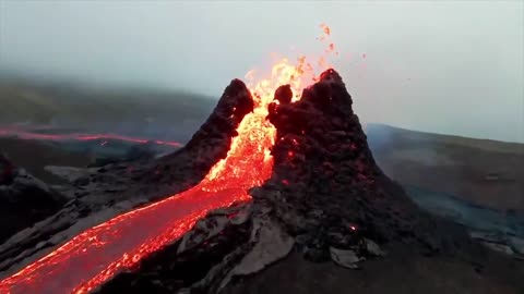 Drone footage captures stunning up-close view of eruption