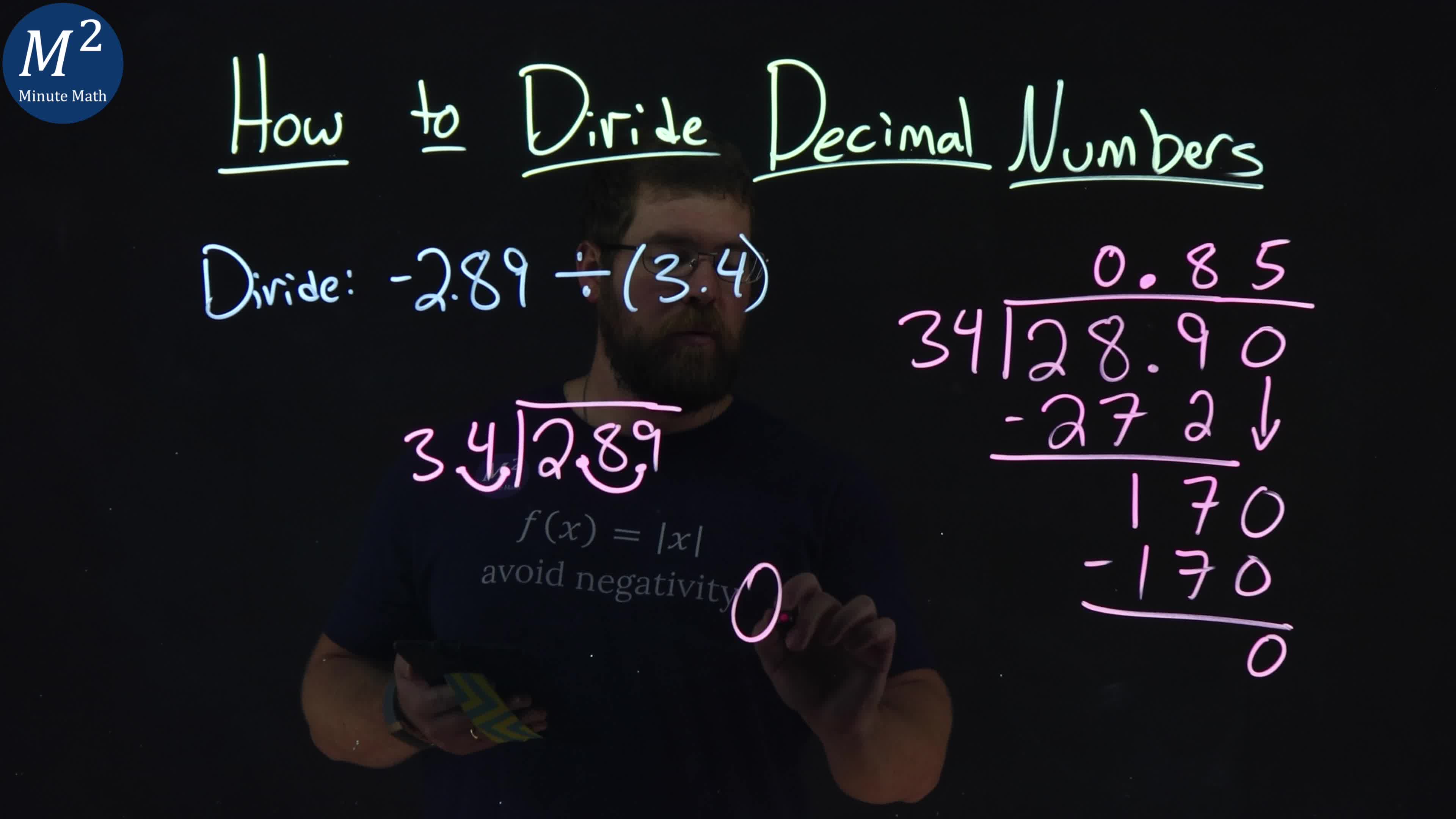 How To Divide Decimal Numbers Part 1 Of 3 Divide 2 89 3 4 