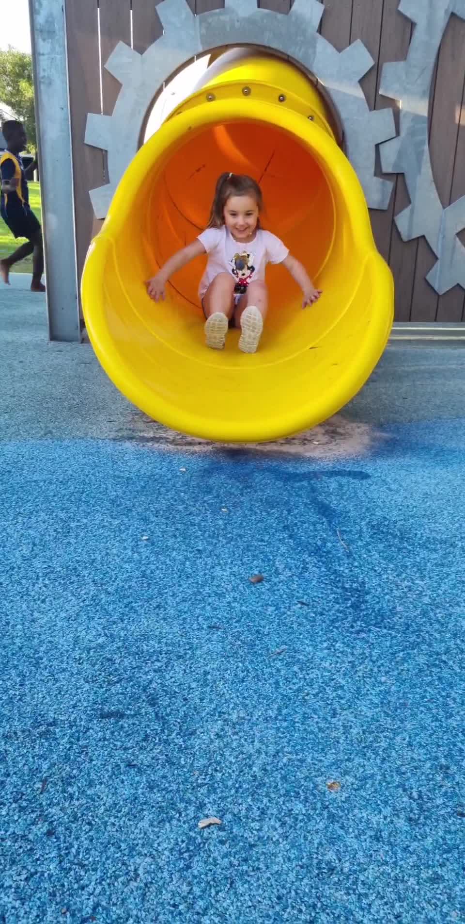 siblings-have-different-methods-going-down-slide