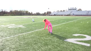 Jackie does Repeating Cartwheels on Footbal Field