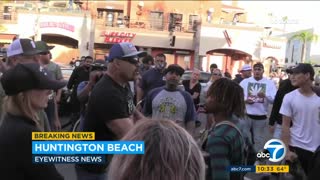 Chuck Liddell on hand in Huntington Beach protests