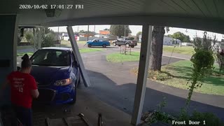 Car Clipped at Intersection Heads Straight into House