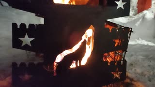 fire through a metal vertical brazier