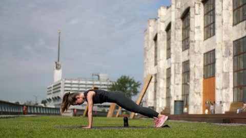 A woman doing exercise in open air HD