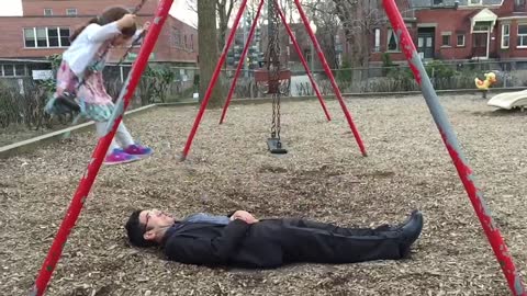 Awesome Dad Perfects Swing Stunt At The Park