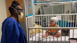 Hospitalized baby has heart-melting dance party with hospital tech