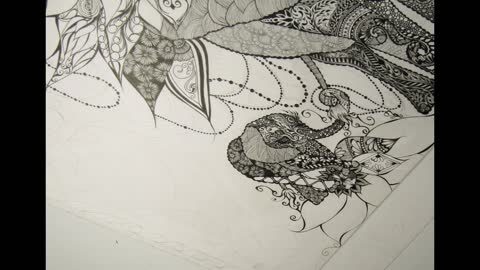Drawing Progression video of the Ornate Elephant Mother and Baby.