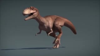 A dinosaur running like a chicken