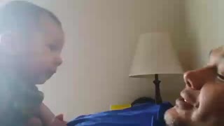 Grandpa teaching grandson to howl