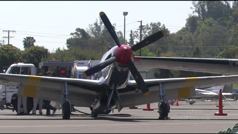 WARBIRD Aviation WWII P-51C "Betty Jane" Mustang Does a takeoff and Flyby
