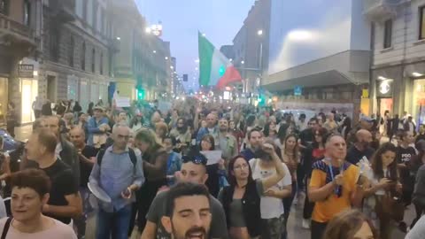 Milan Italy rally against vaccine passport
