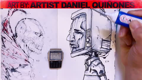 Time-Lapse / News Lies #2 / Art without lifting pen. Art by: - Artist Daniel Quinones