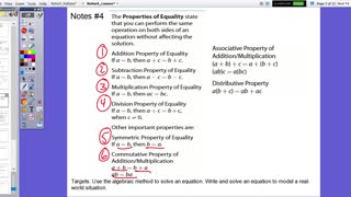 Algebra 1B: Properties of Equality