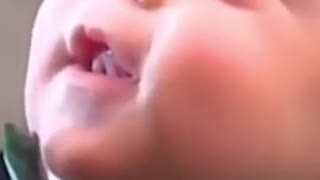 Adorable baby hearing for the first time