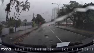 Lightning Strikes Power Pole during Rainy Season