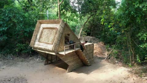 Building Craft Villa with Bamboo and Mud By Primitive Skill
