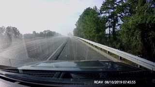 Car Swerves Into Semi and Gets Slammed