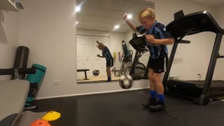 Kid Turns Treadmill into Tool for Soccer Practice