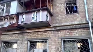 Emergency services film Kyiv firefighters after rocket strikes