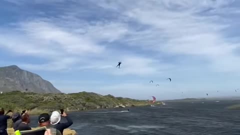 Extreme Kitesurfing jump over land!