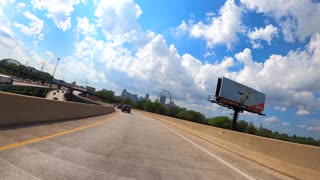 Riding Harley Road Glide Across the Mississippi River Westbound at St. Louis, MO-4K